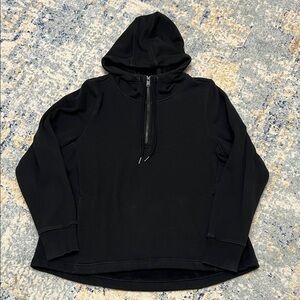 Athleta Black fleece lined quarter zip hoodie sweatshirt with pockets size large